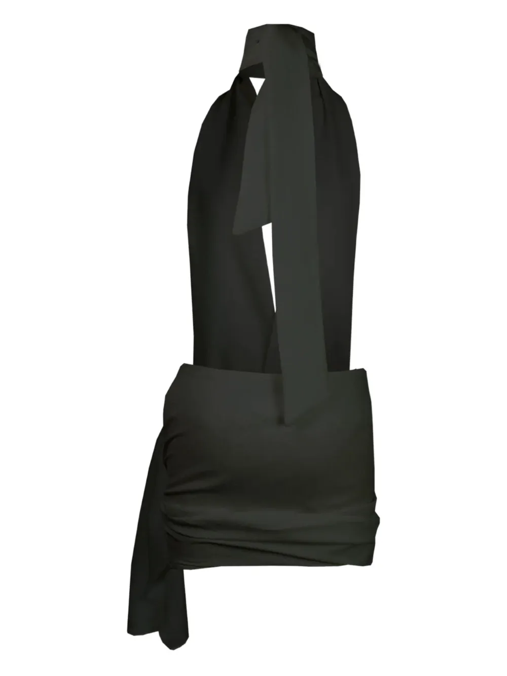 DEFAÏENCE wrap-up halter-neck mini dress - Zwart