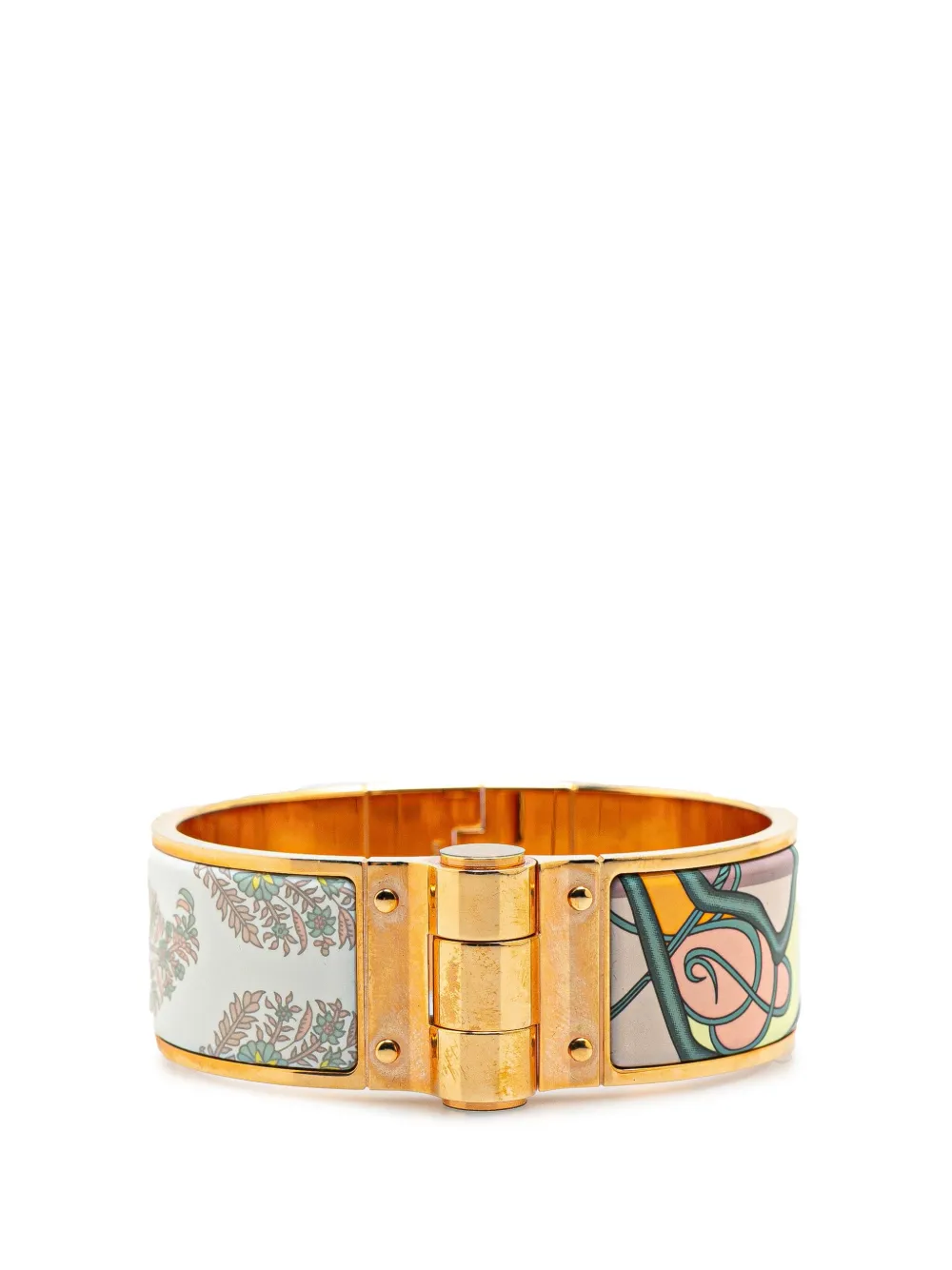 Hermès Pre-Owned 1990-2010 ワイド プリンテッドエナメル Coup de Fouet Au Bloc ブレスレット Hermès Pre-Owned 1990-2010 ワイド プリンテッドエナメル Coup de Fouet Au Bloc ブレスレット