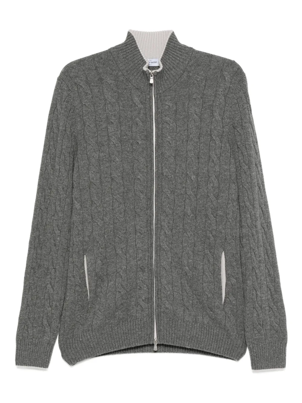 Gran Sasso ケーブルニット ジップ カーディガン - グレー Gran Sasso ケーブルニット ジップ カーディガン - グレー