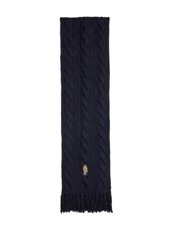 Polo Ralph Lauren Cable-knit Embroidered Scarf in Blue