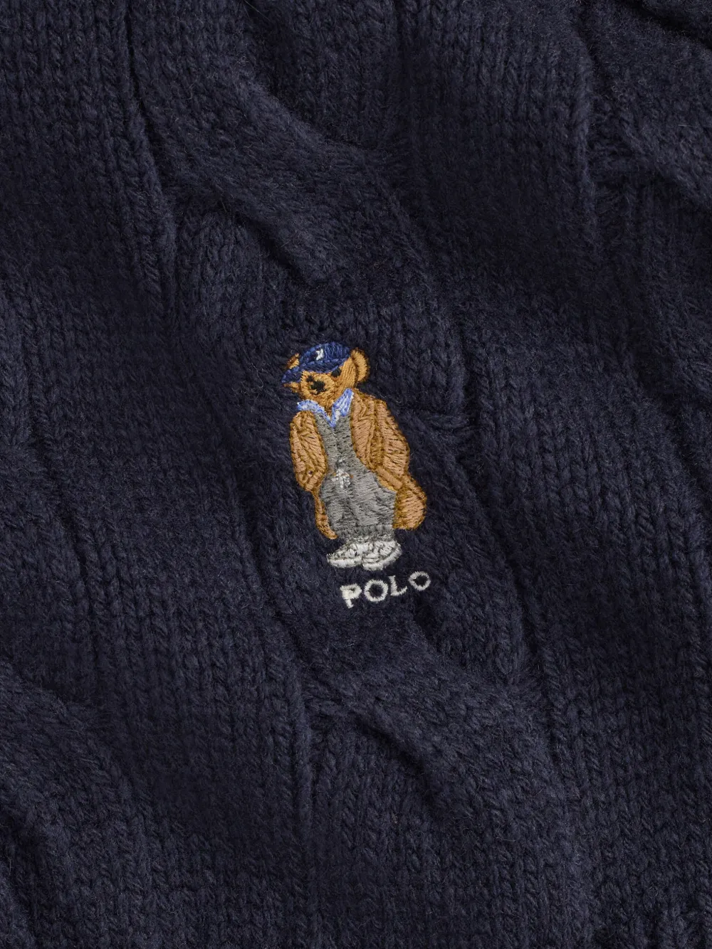 Polo Ralph Lauren Kabelgebreide sjaal met borduurwerk Blauw
