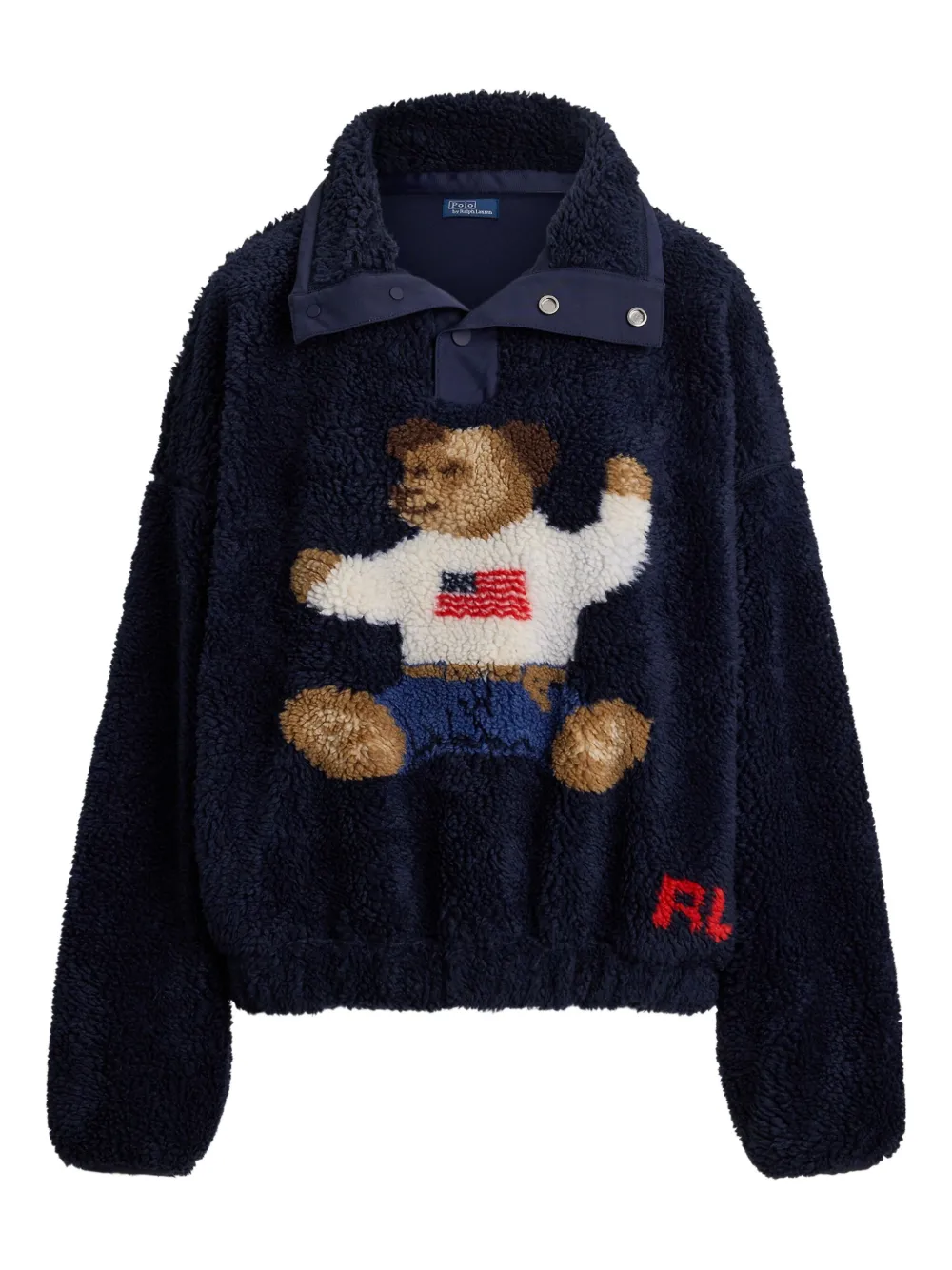 Polo Ralph Lauren Polo Bear fleece-texture polo sweatshirt Blauw