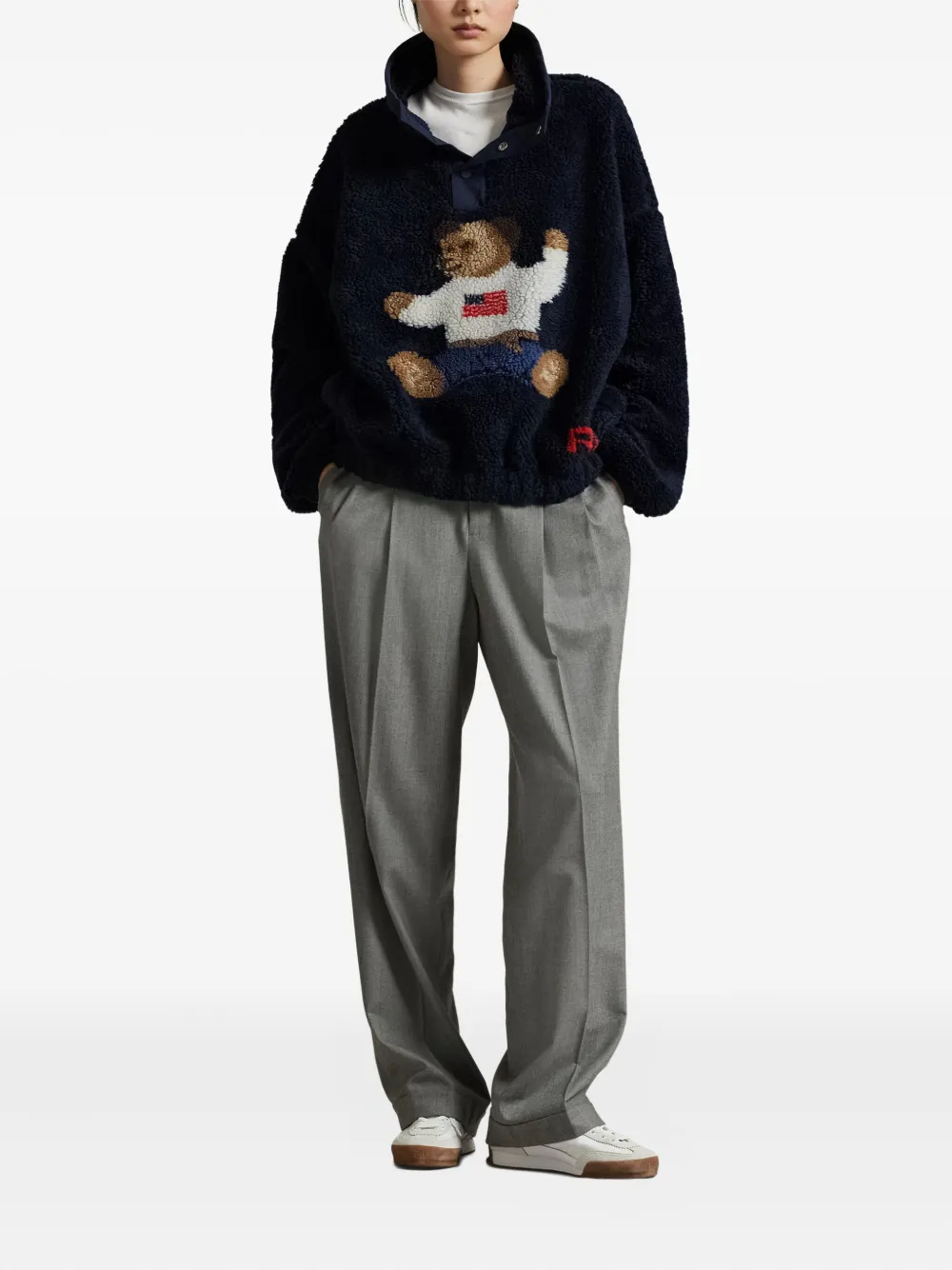 Polo Ralph Lauren Polo Bear fleece-texture polo sweatshirt Blauw