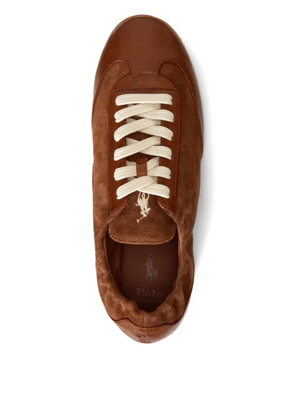 Polo Ralph Lauren Pony Ballerina debossed-logo lace-up Sneakers Brown  FARFETCH IN