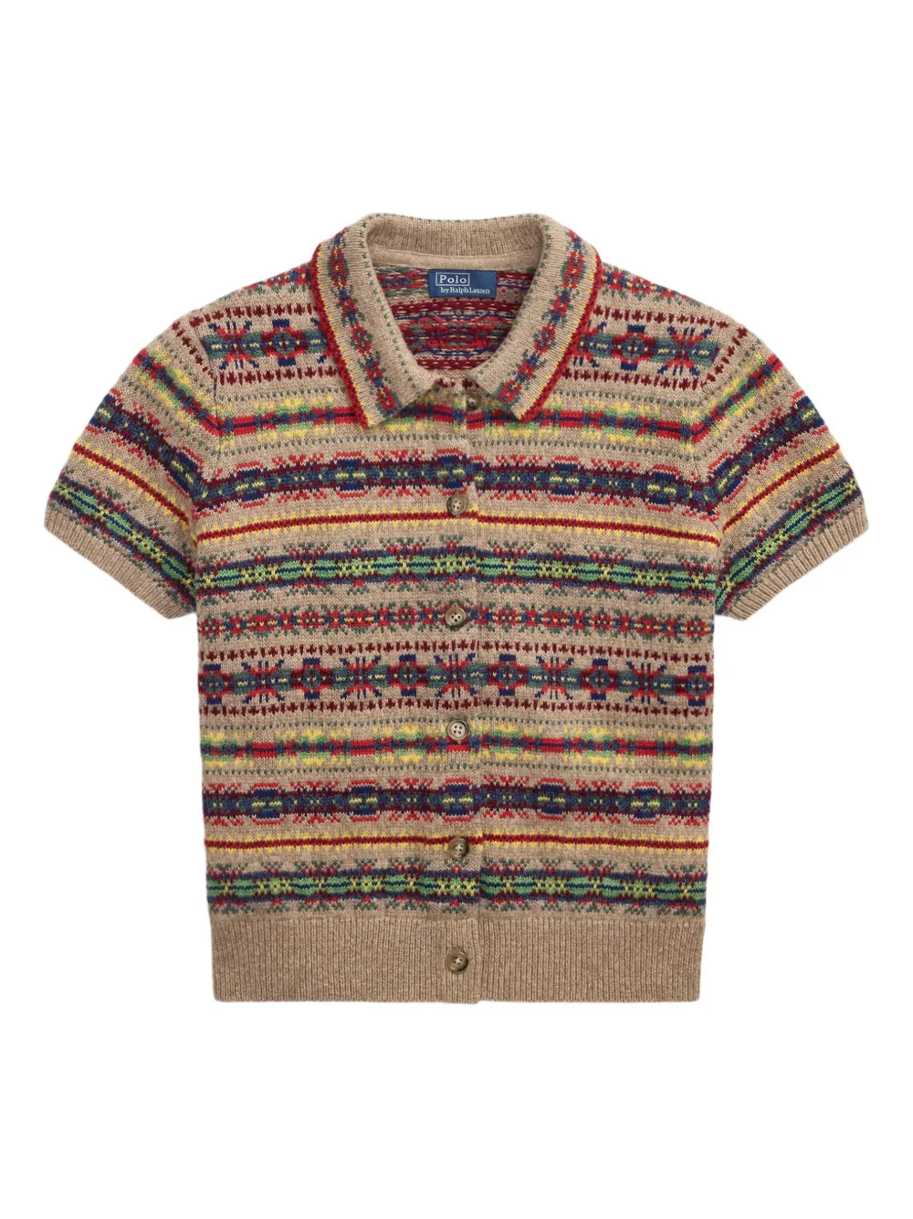 Polo Ralph Lauren Fair Isle gebreide vest met kraag Beige