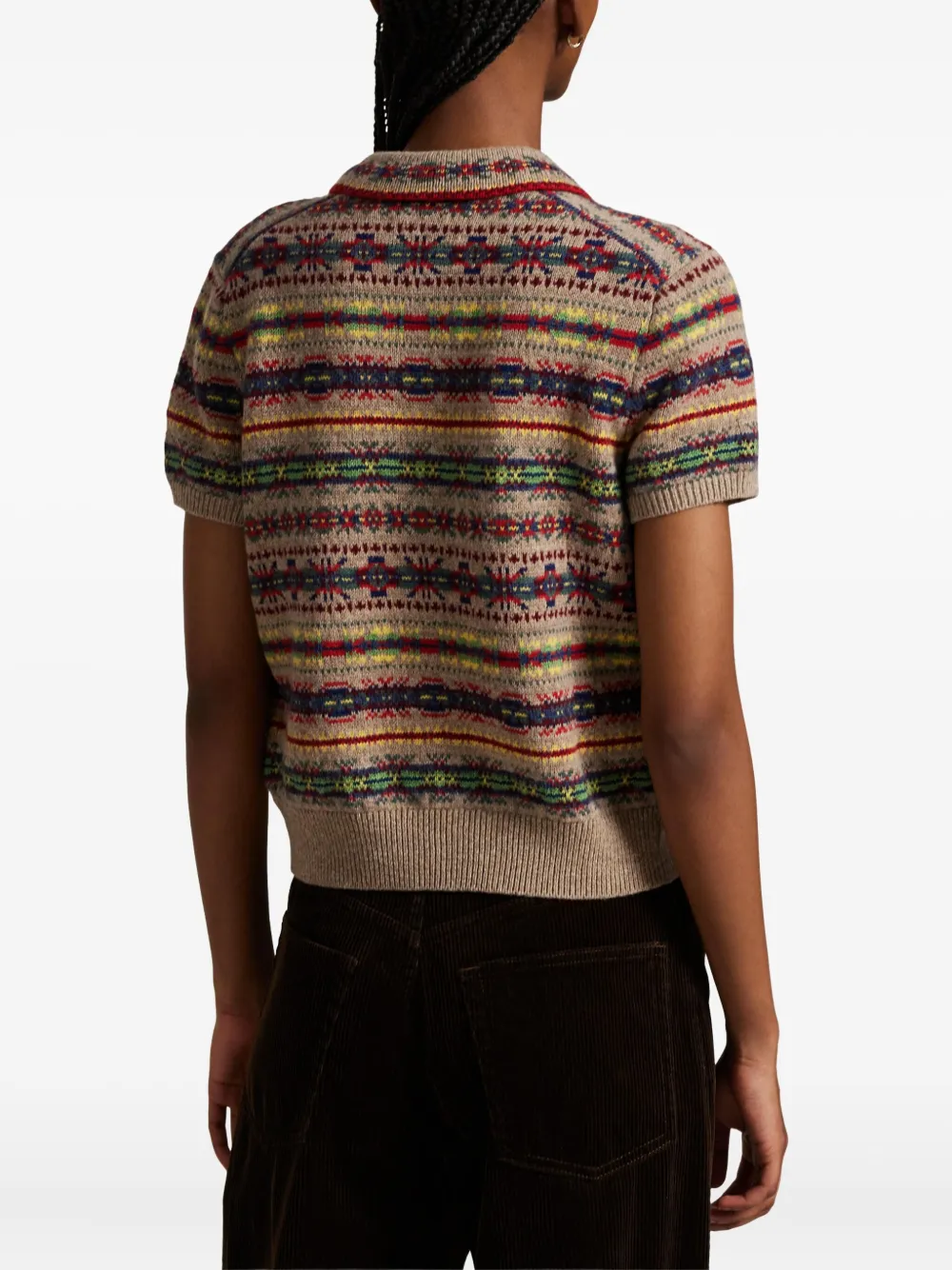 Polo Ralph Lauren Fair Isle gebreide vest met kraag Beige