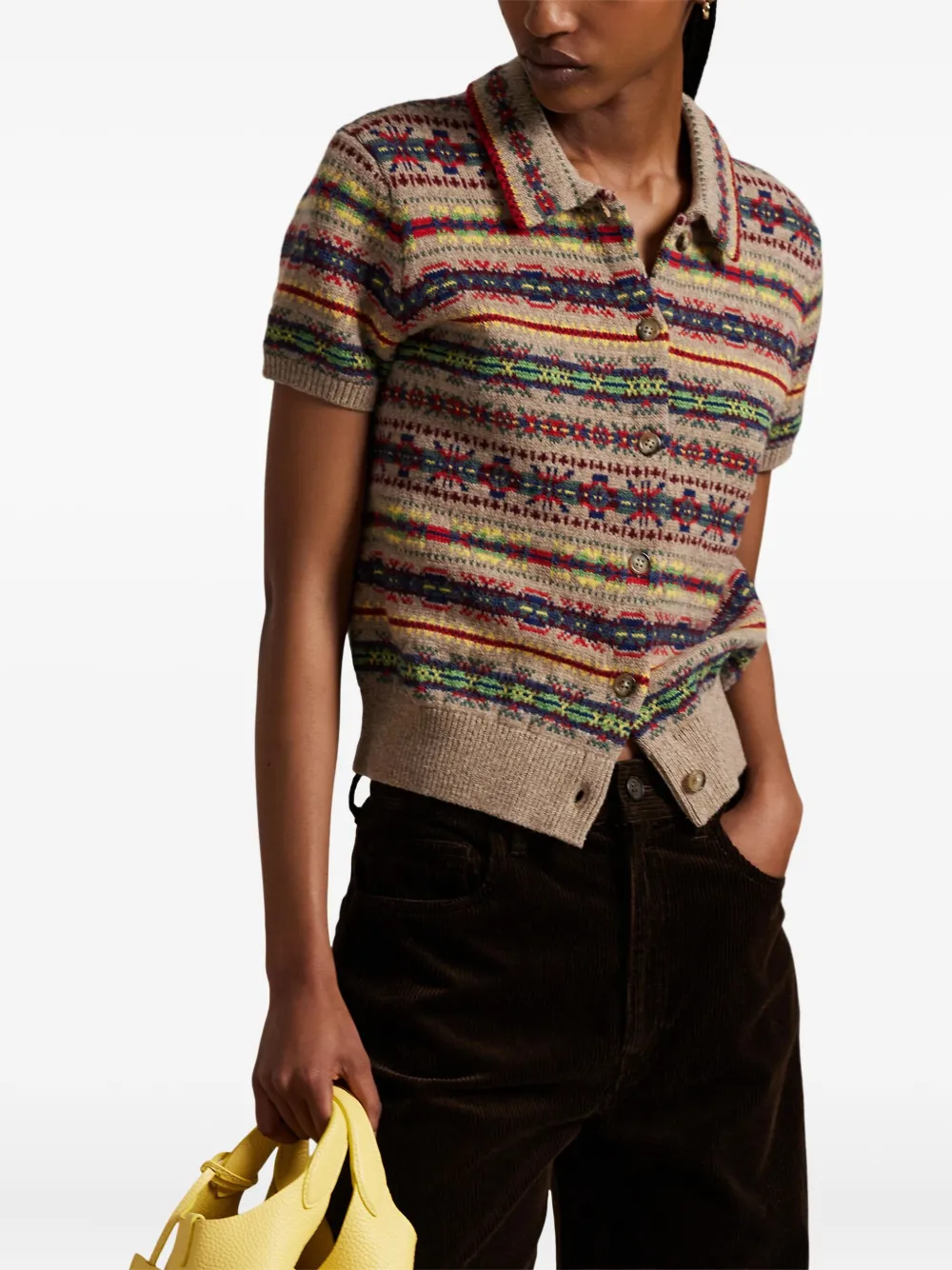 Polo Ralph Lauren Fair Isle gebreide vest met kraag Beige