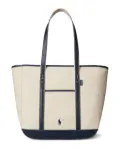 Polo Ralph Lauren medium leather-trim canvas tote bag - Neutrals