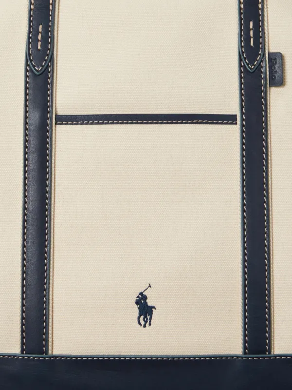 Polo Ralph Lauren Medium leather-trim Canvas Tote Bag Polo Ralph Lauren Medium leather-trim Canvas Tote Bag