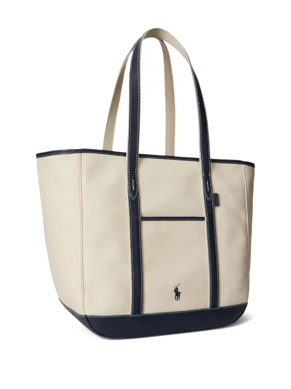 バッグ Polo Ralph Lauren Canvas Leather Bag Polo Ralph Lauren Canvas and Leather Medium Tote Bag