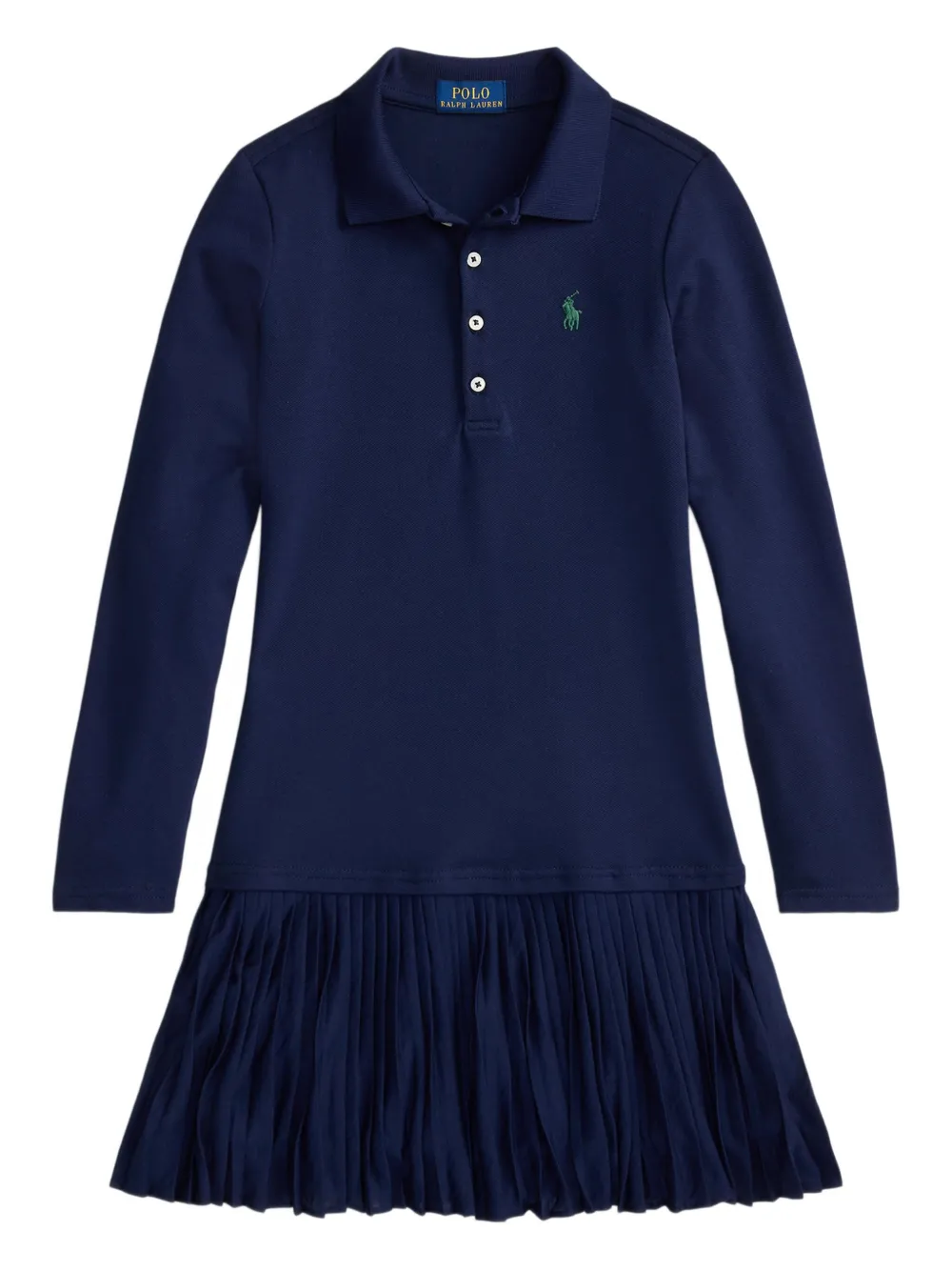 POLO RALPH LAUREN KIDS Jurk met polokraag en plooirok Blauw