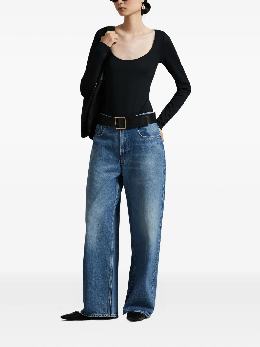 Polo Ralph Lauren Scoop-neck Long-sleeve Bodysuit In Black
