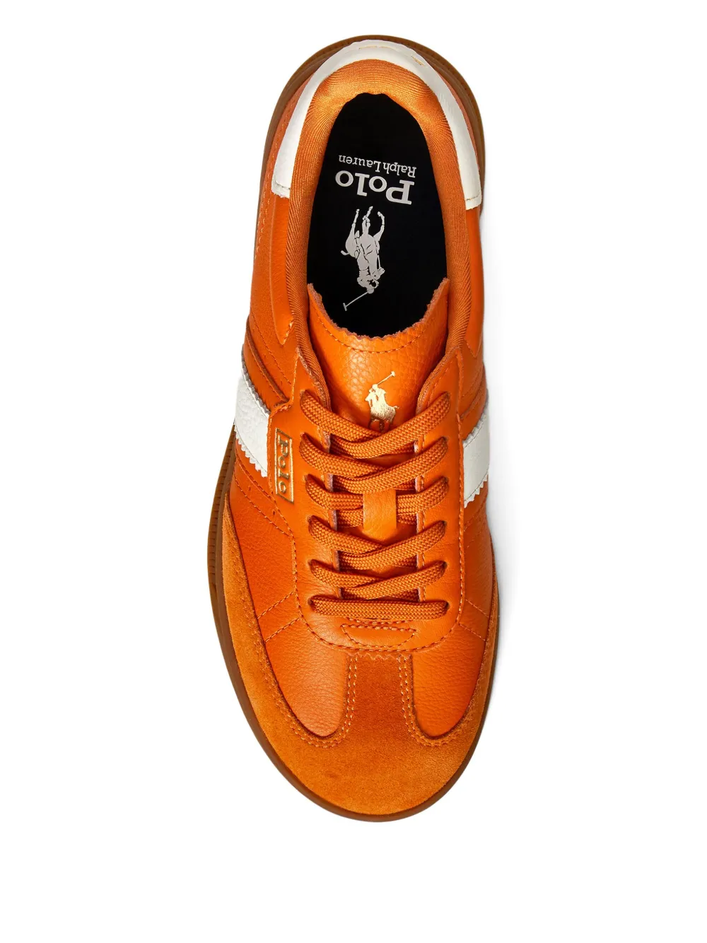 Polo Ralph Lauren Heritage Aera Suede Leather Sneakers In Orange