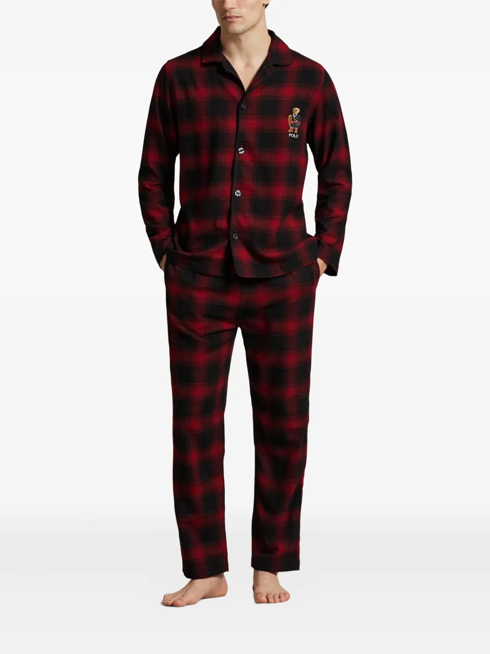 Polo Ralph Lauren Check-bear Pyjamas In Red