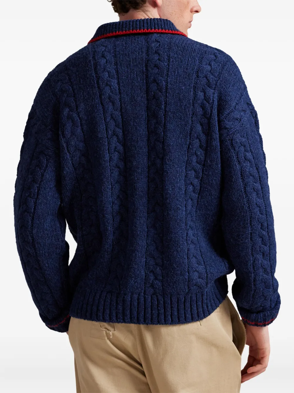 Polo Ralph Lauren Kabelgebreide trui met polokraag Blauw