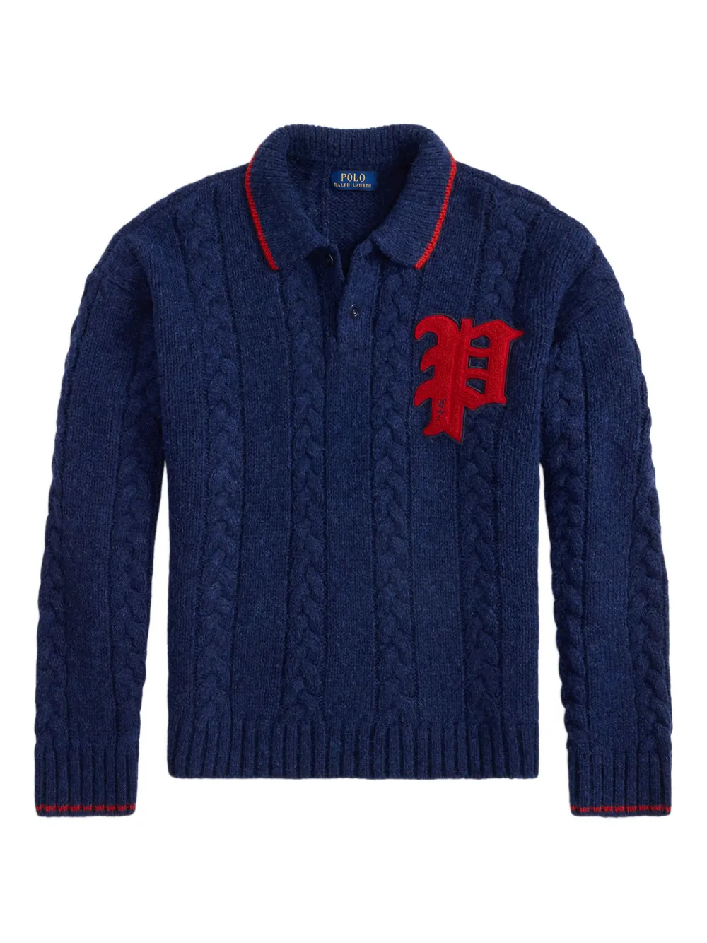 Polo Ralph Lauren Kabelgebreide trui met polokraag Blauw