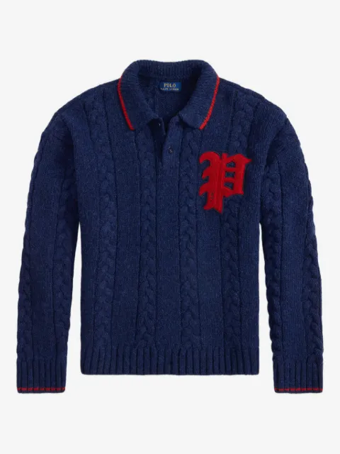 Polo Ralph Lauren pull en maille torsadée à col polo