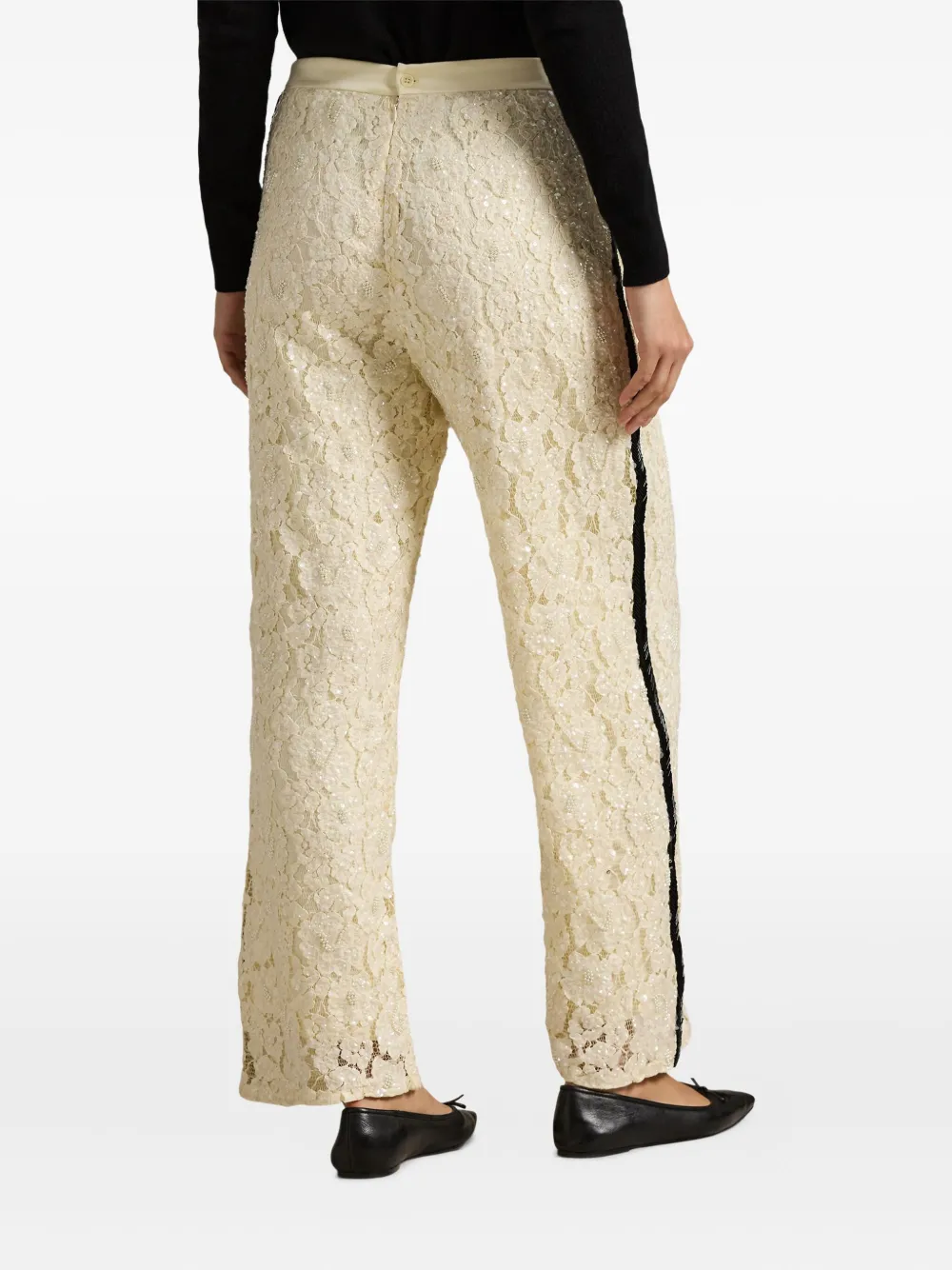 Polo Ralph Lauren Broek met pailletten en kant Beige