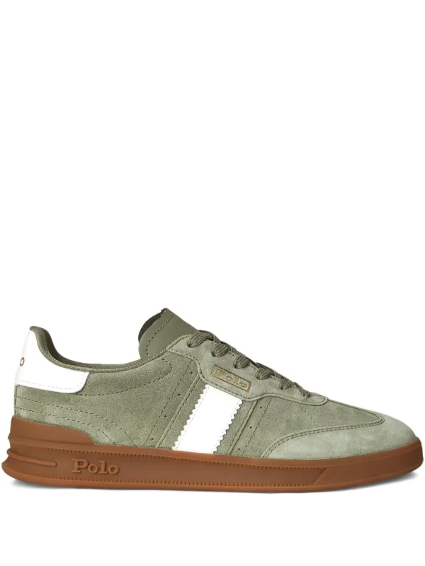Polo Ralph Lauren Leather Panelled Sneakers Green FARFETCH