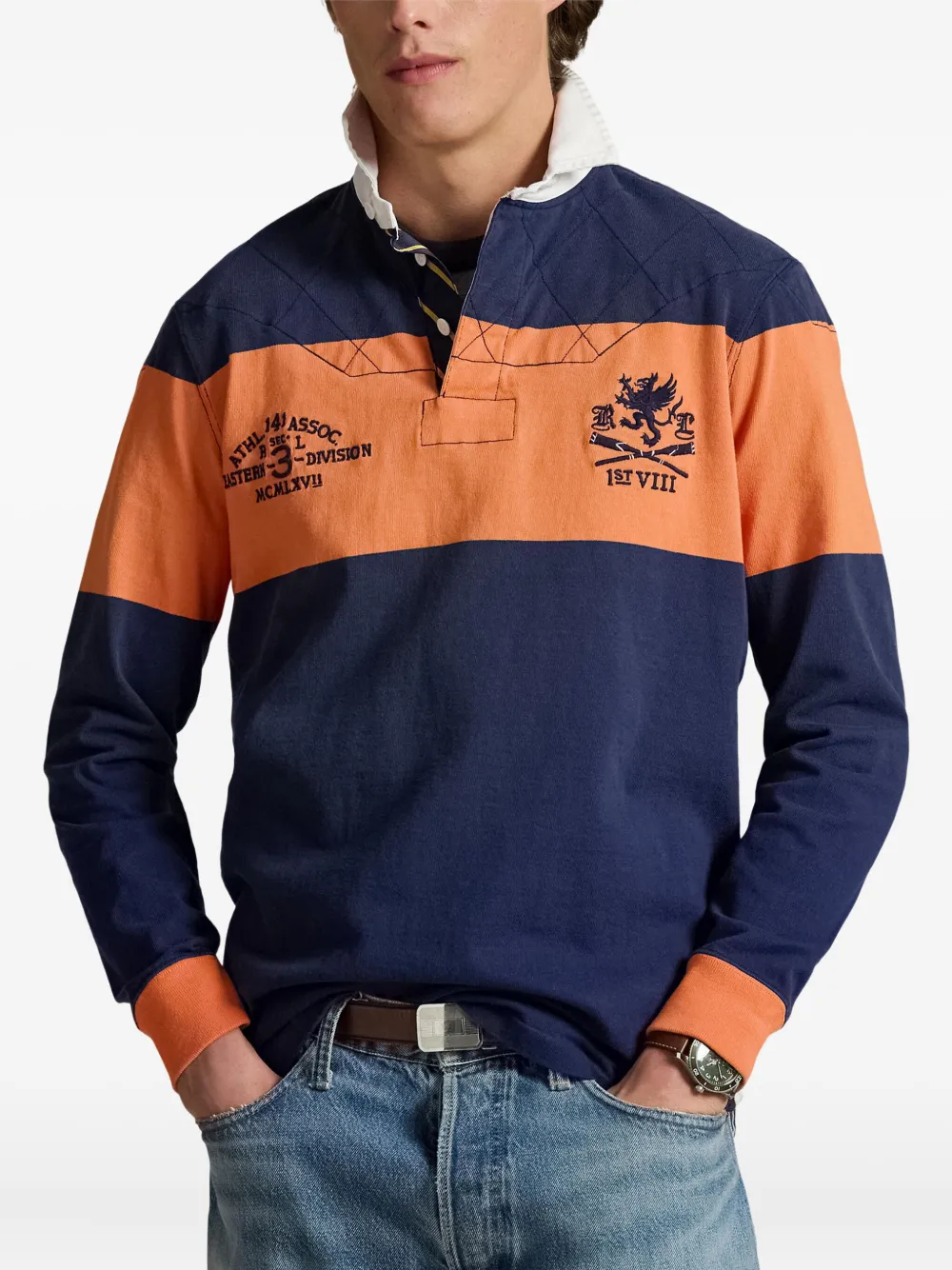 Polo Ralph Lauren Poloshirt met streepdetail en lange mouwen Blauw