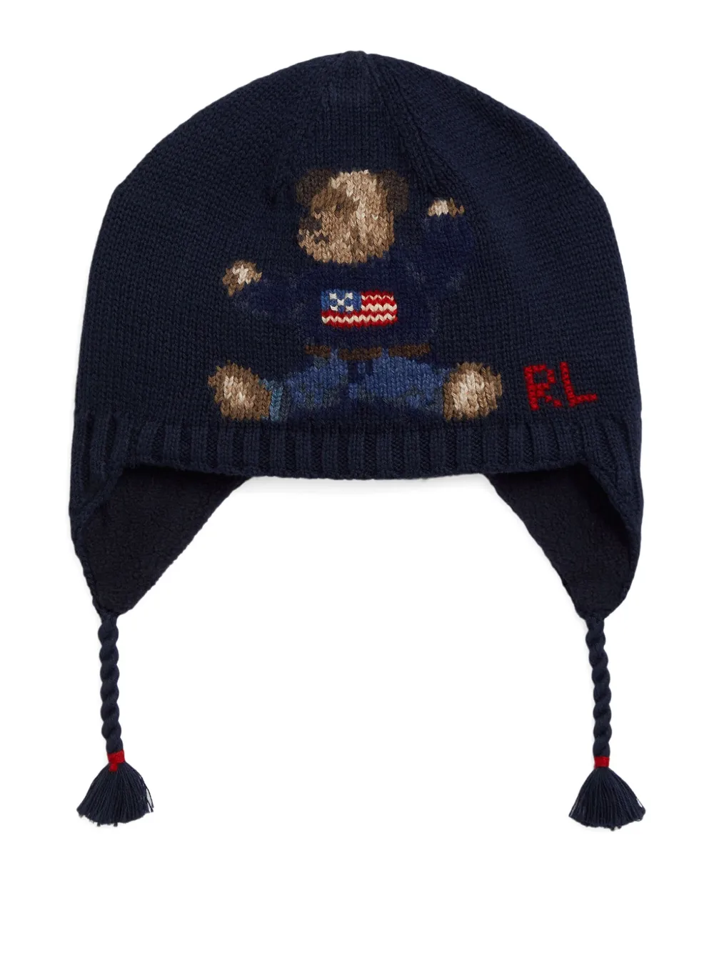 POLO RALPH LAUREN KIDS Muts met borduurwerk en beerpatroon Blauw