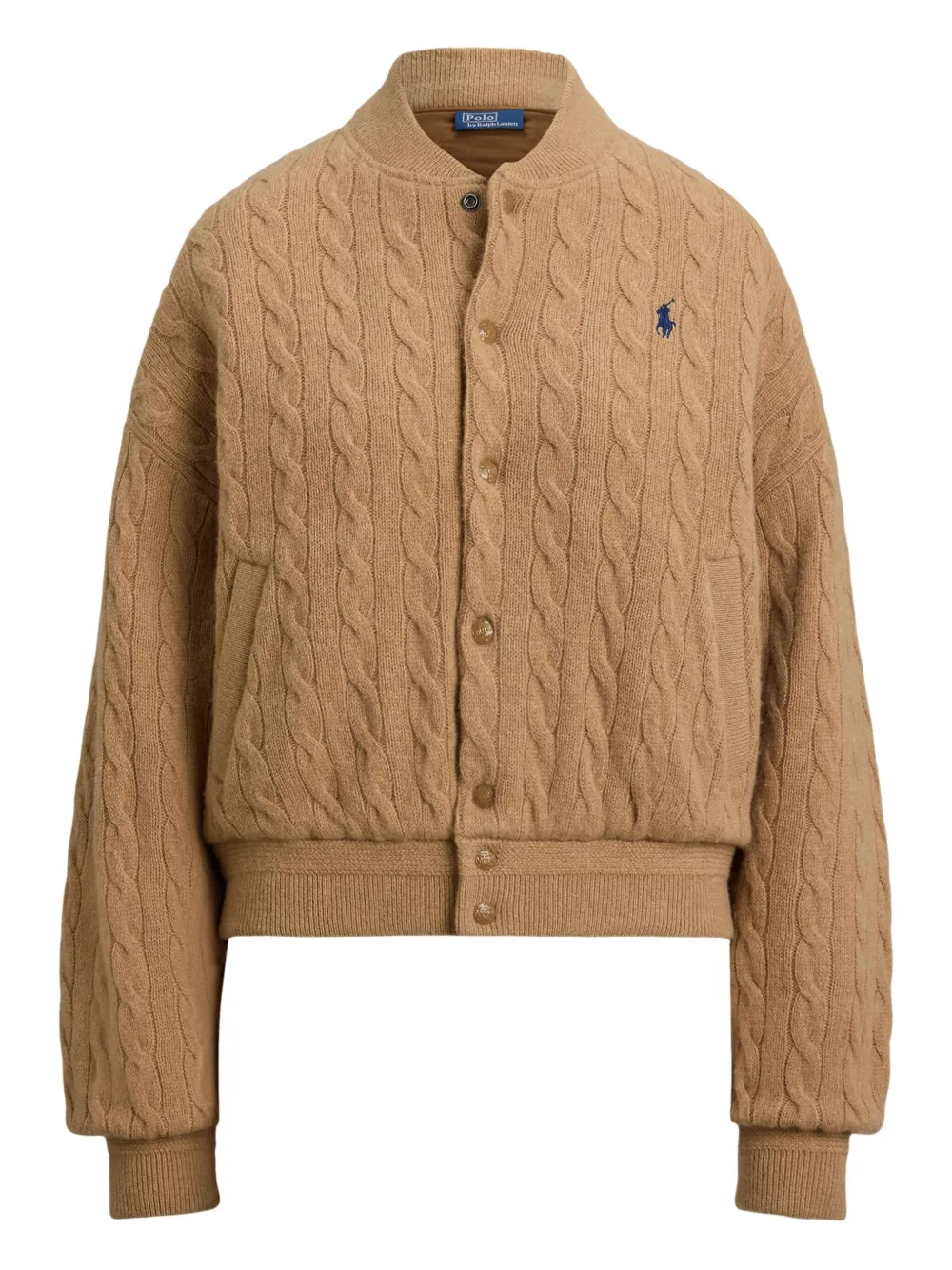 Polo Ralph Lauren Cable-knit Bomber Jacket In Nude