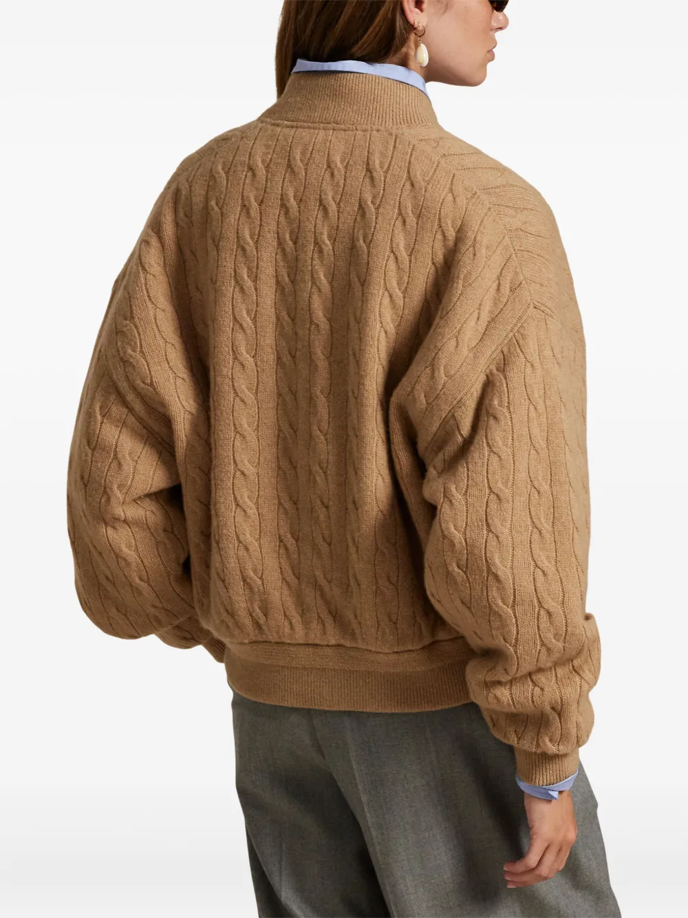 Polo Ralph Lauren Cable-knit Bomber Jacket In Nude