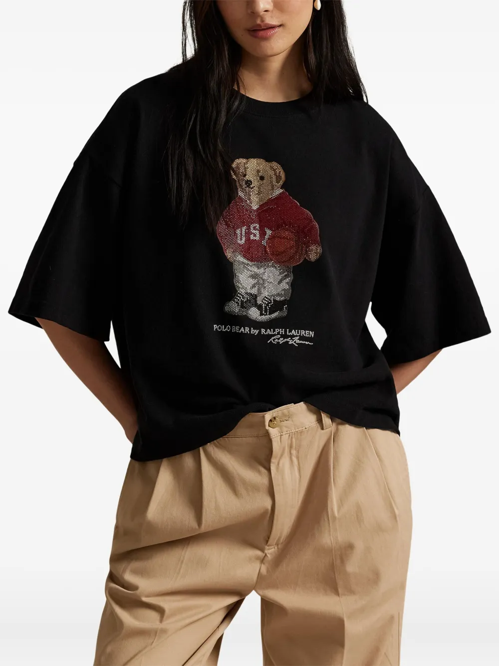 Polo Ralph Lauren Polo Bear verfraaid T-shirt Zwart