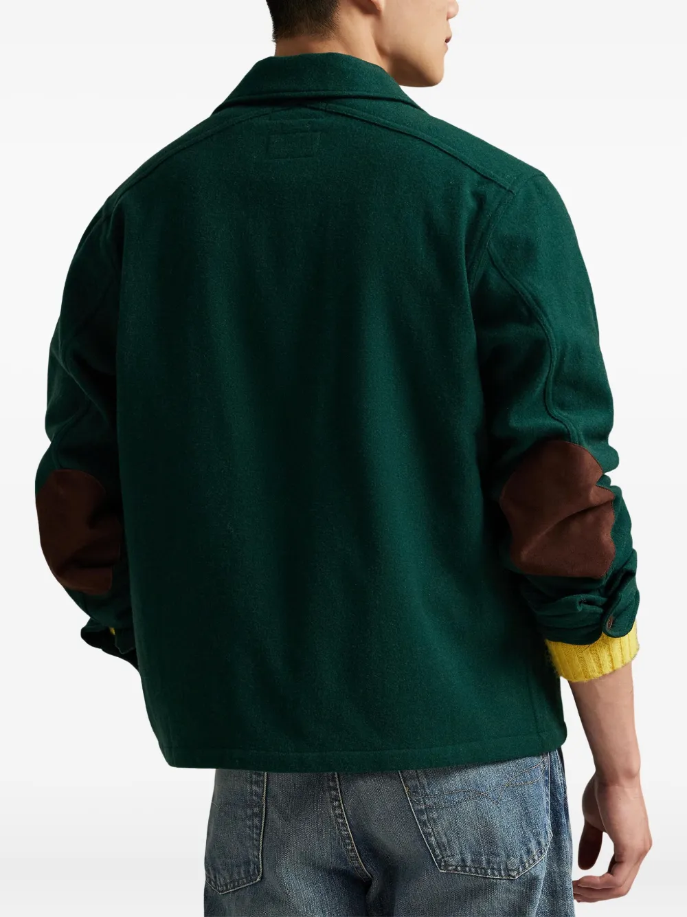 Polo Ralph Lauren Wollen shirtjack met elleboogpatch Groen