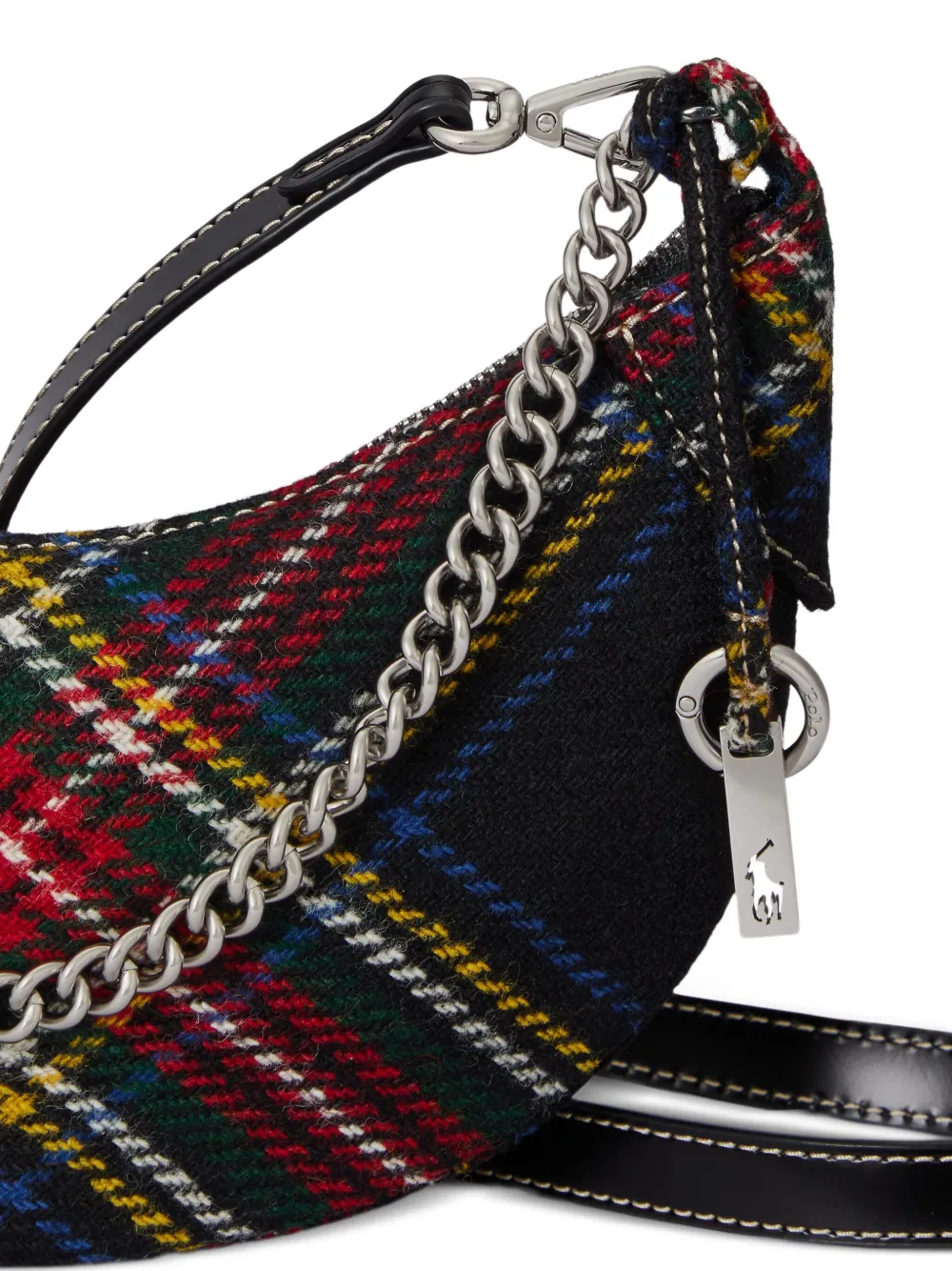 Polo Ralph Lauren Tartan Chain Crossbody Bag In Black