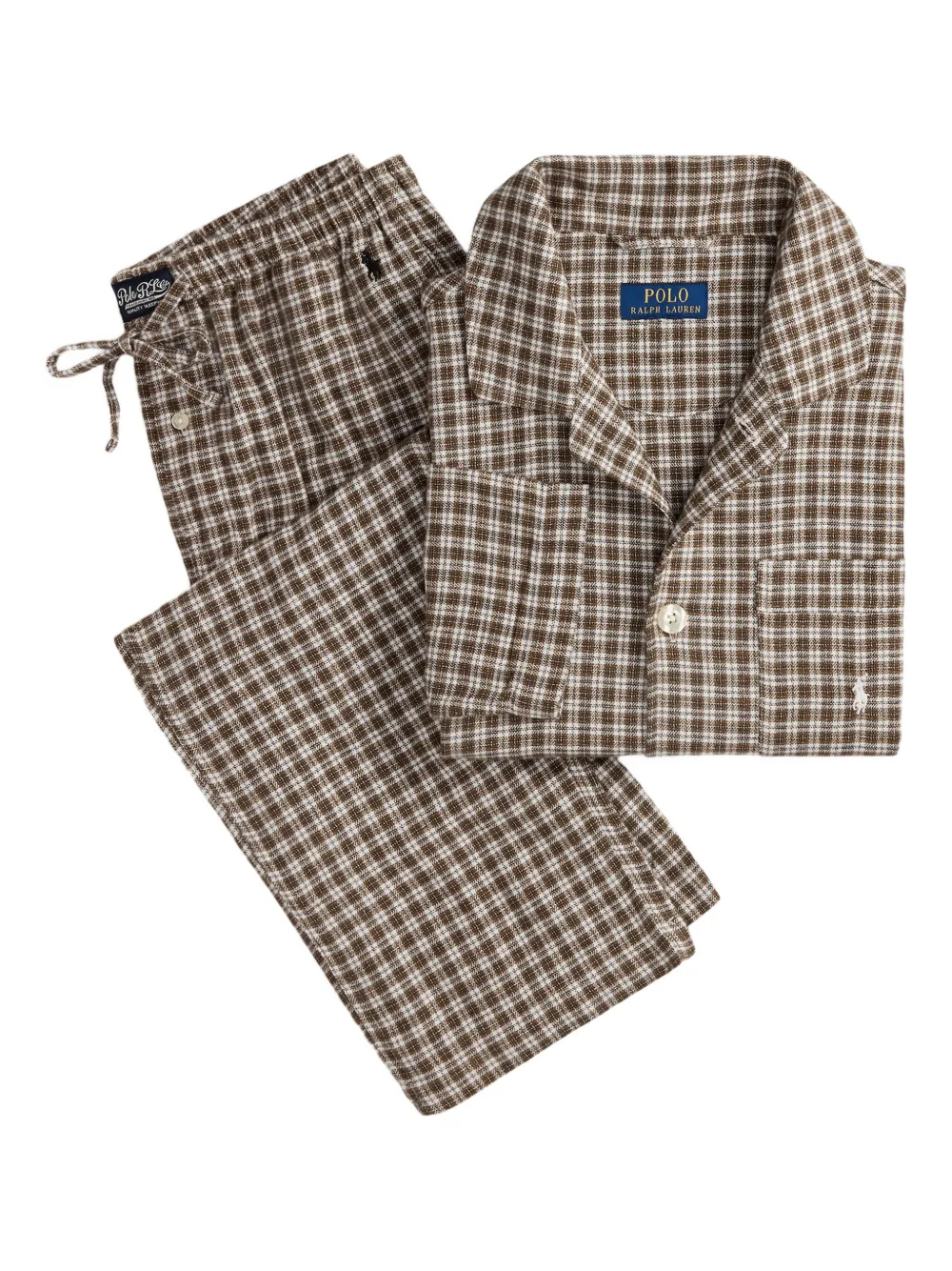 Polo Ralph Lauren Checked Flannel Pyjama Set In Brown