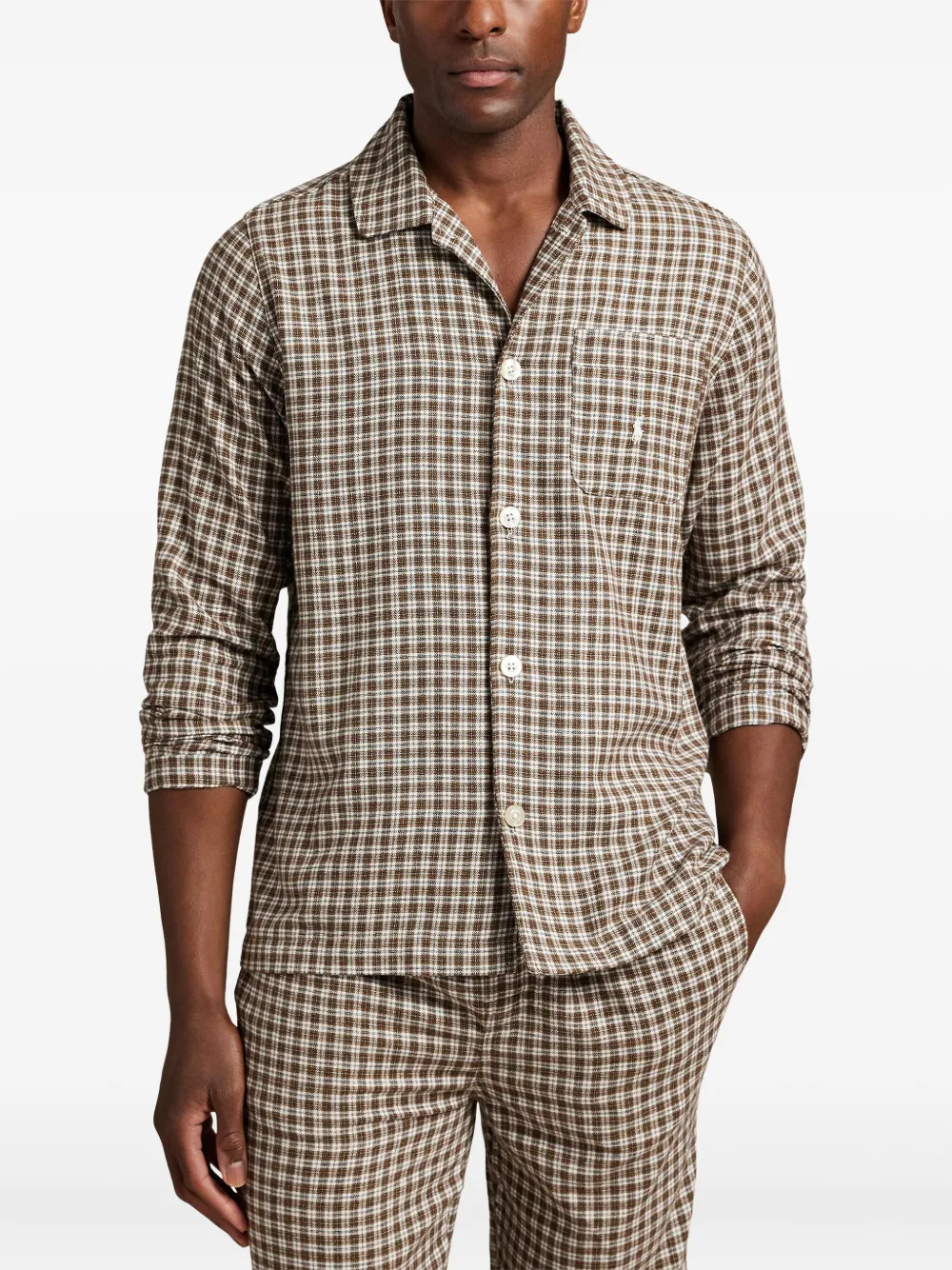 Polo Ralph Lauren Checked Flannel Pyjama Set In Brown
