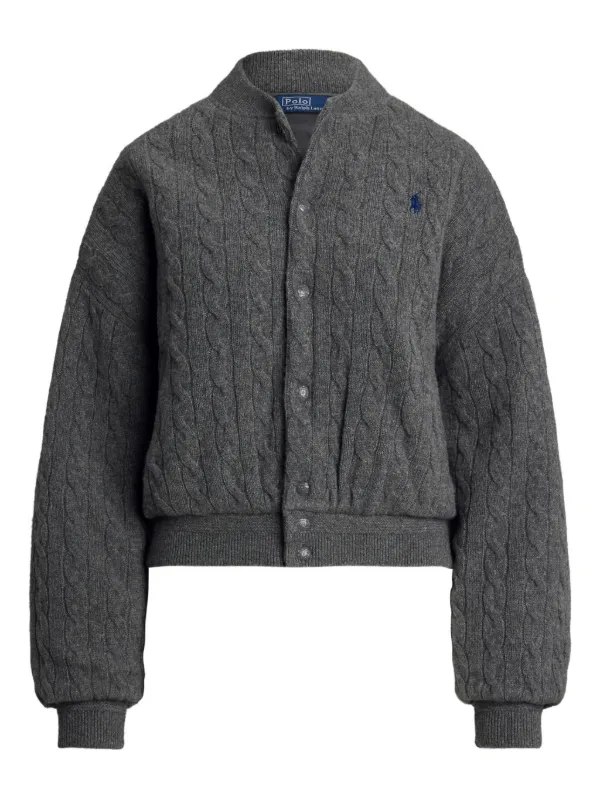 Polo Ralph Lauren ケーブルニット ボンバージャケット | グレー