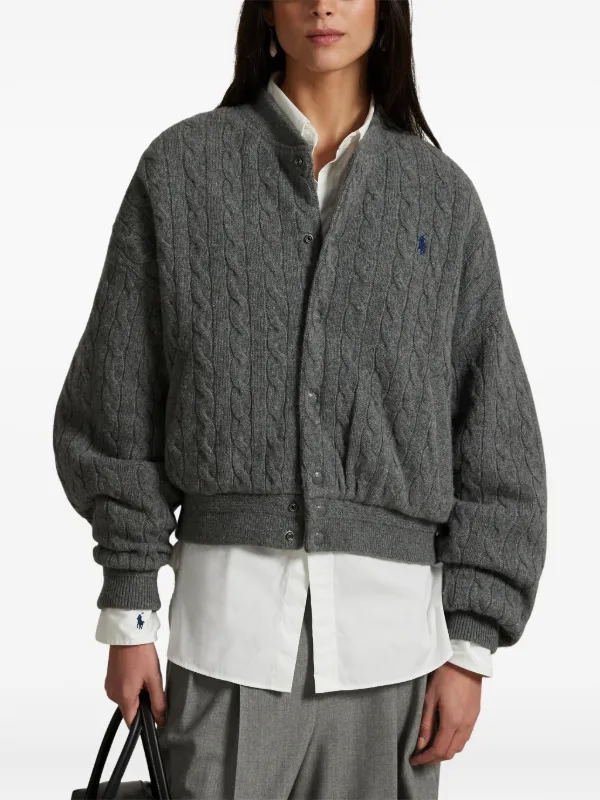 Polo Ralph Lauren ケーブルニット ボンバージャケット | グレー