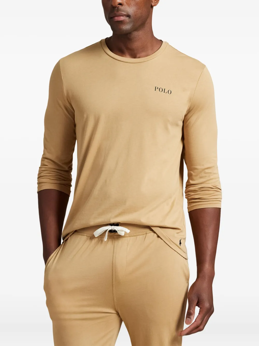 Polo Ralph Lauren Pyjamatop met ronde hals en lange mouwen Beige