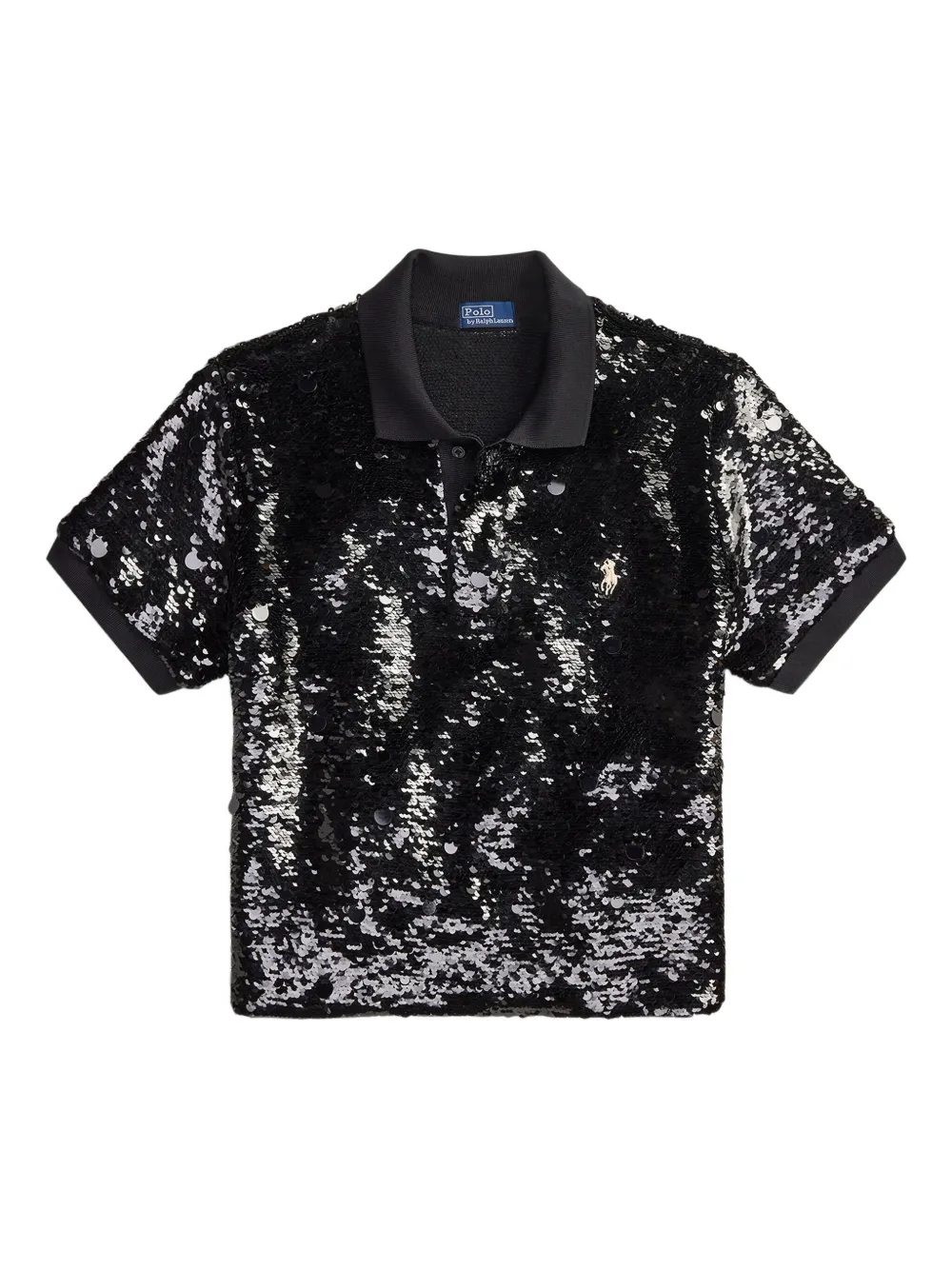 Polo Ralph Lauren Sequin Short-sleeve Polo Shirt In Black