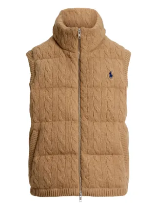 Polo Ralph Lauren ケーブルニット パデッドベスト | ブラウン