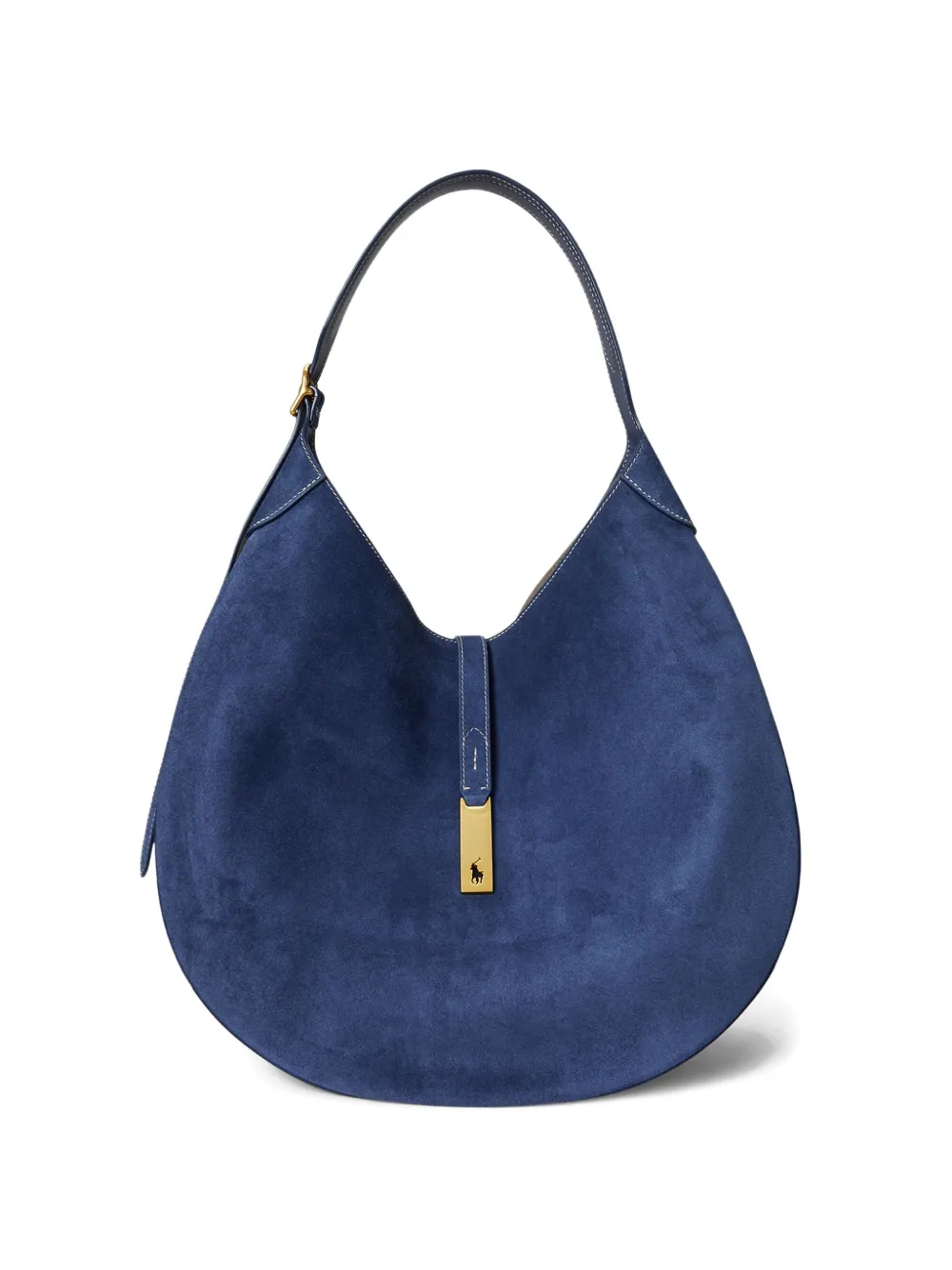 Polo Ralph Lauren Polo ID suede half-moon shoulder bag Blauw