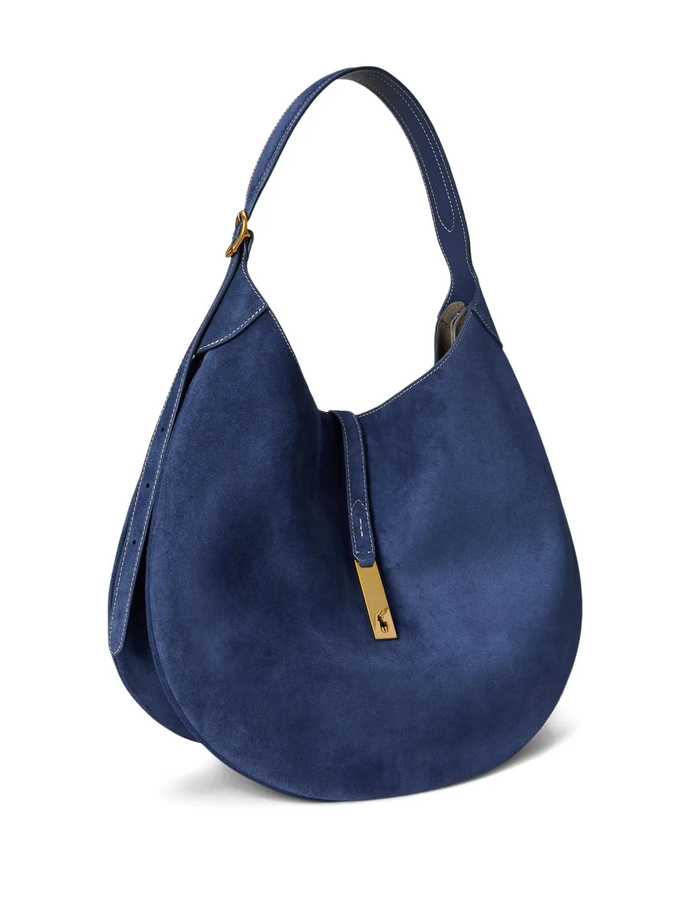Polo Ralph Lauren Polo ID halvemaanvormige suède schoudertas Blauw