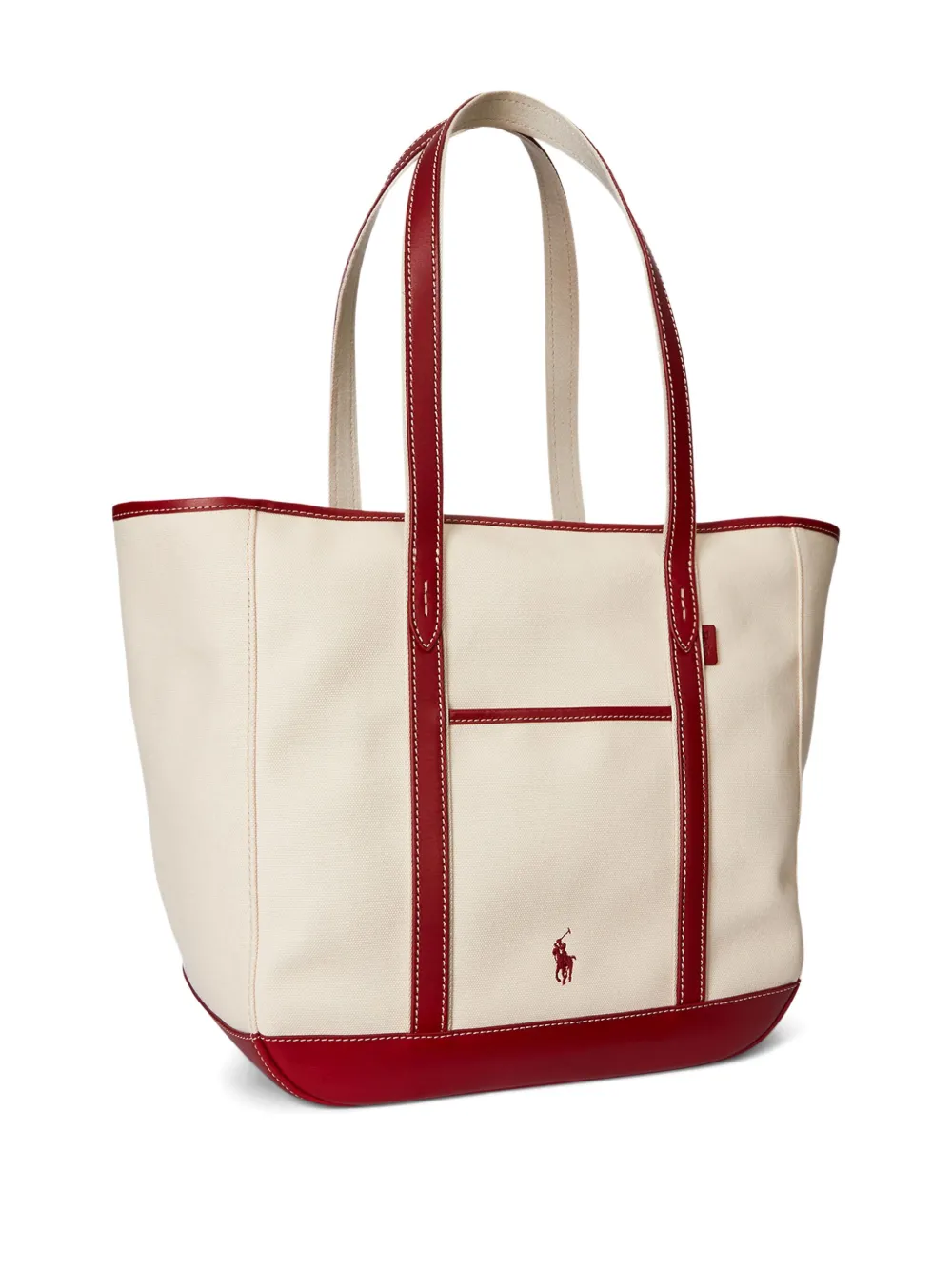 Polo Ralph Lauren Canvas shopper met leren afwerking Beige