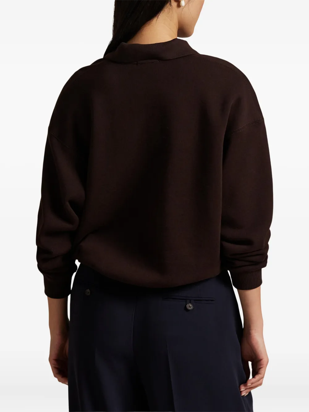 Polo Ralph Lauren Fleece-sweatshirt Mit Polokragen In Brown