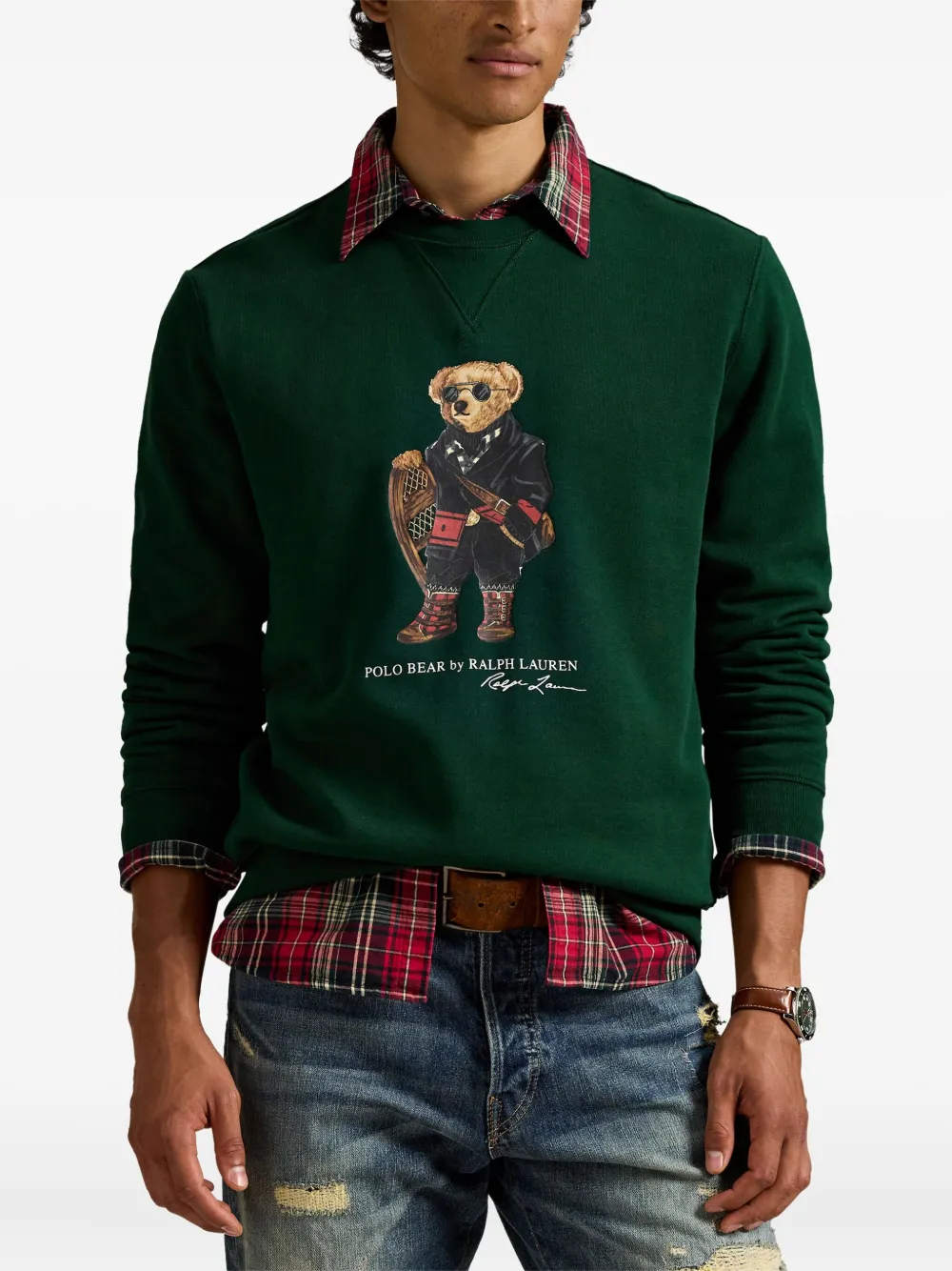 Polo Ralph Lauren Polo Bear Fleece Crew Neck Sweatshirt Clothing In Green