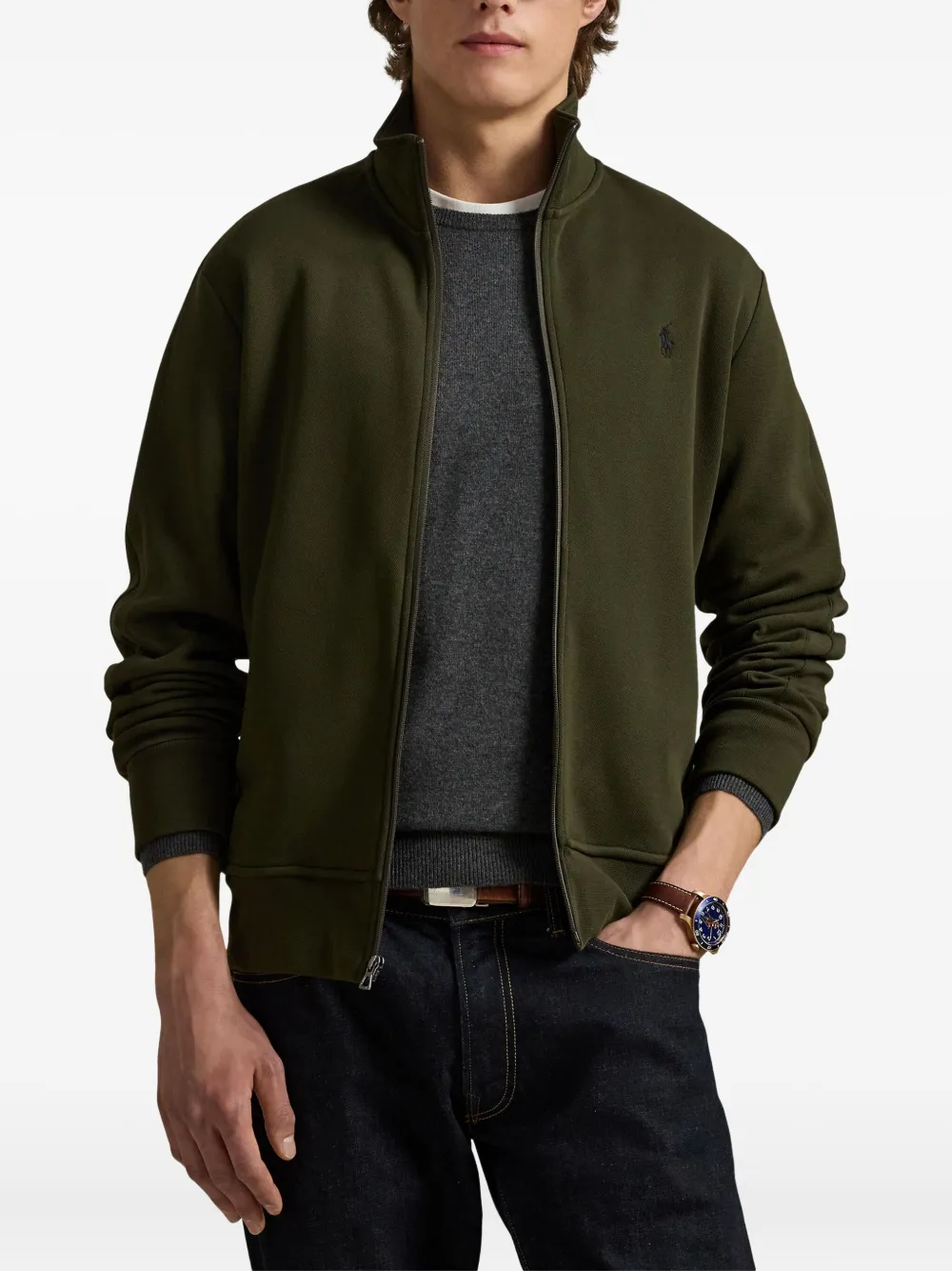 Polo Ralph Lauren Dubbelgebreide sweater met rits Groen