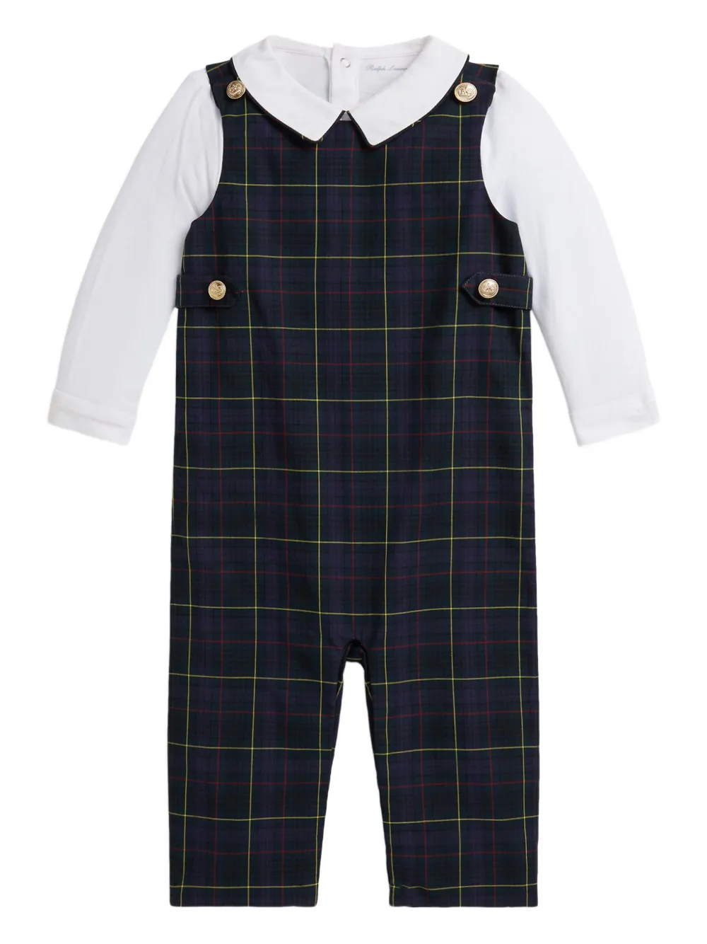 POLO RALPH LAUREN KIDS チェック ジャンプスーツ - ブルー POLO RALPH LAUREN KIDS チェック ジャンプスーツ - ブルー