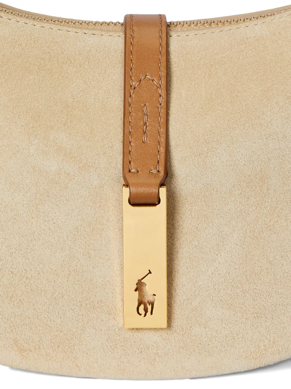 Polo Ralph Lauren Polo Id Crescent Suede Leather Shoulder Bag
