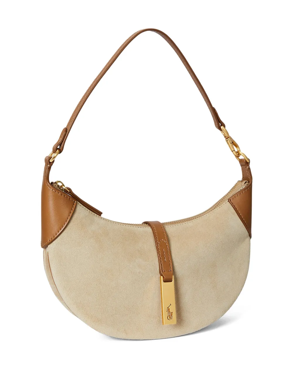 Polo Ralph Lauren Polo Id Crescent Suede Leather Shoulder Bag