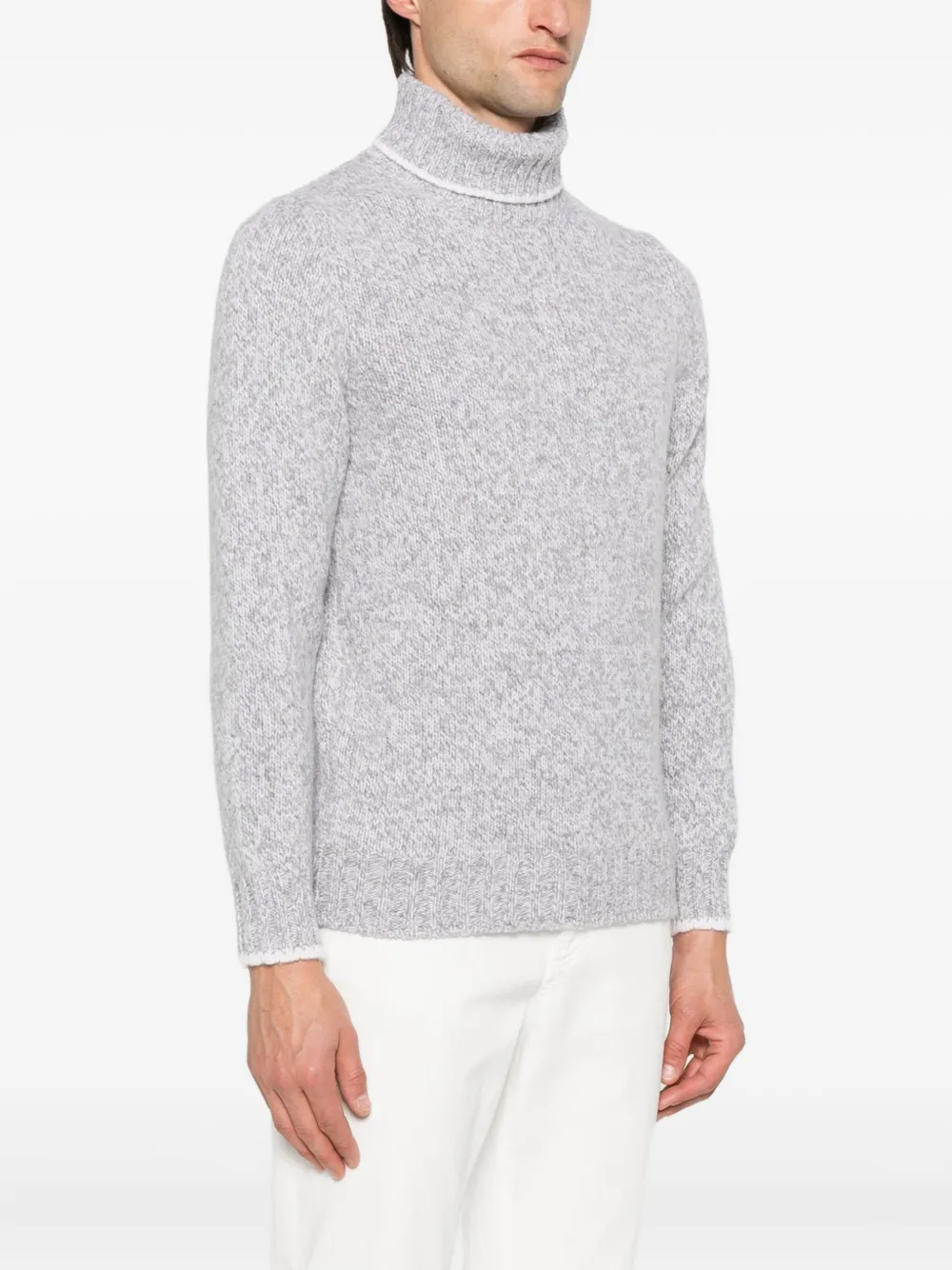 Gran Sasso Turtleneck Wool Sweater In Gray