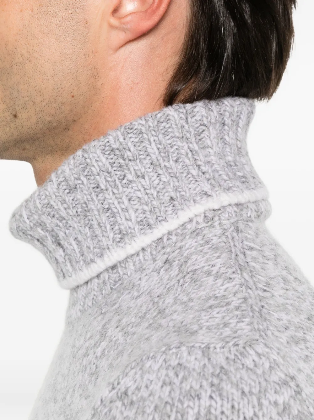 Gran Sasso Turtleneck Wool Sweater In Gray