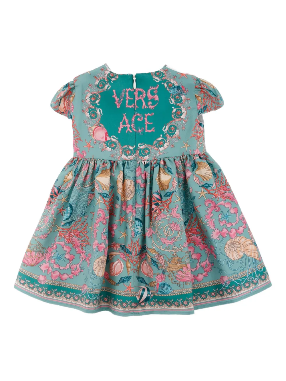 Versace Kids Jurk met Underwater Barocco-print Groen