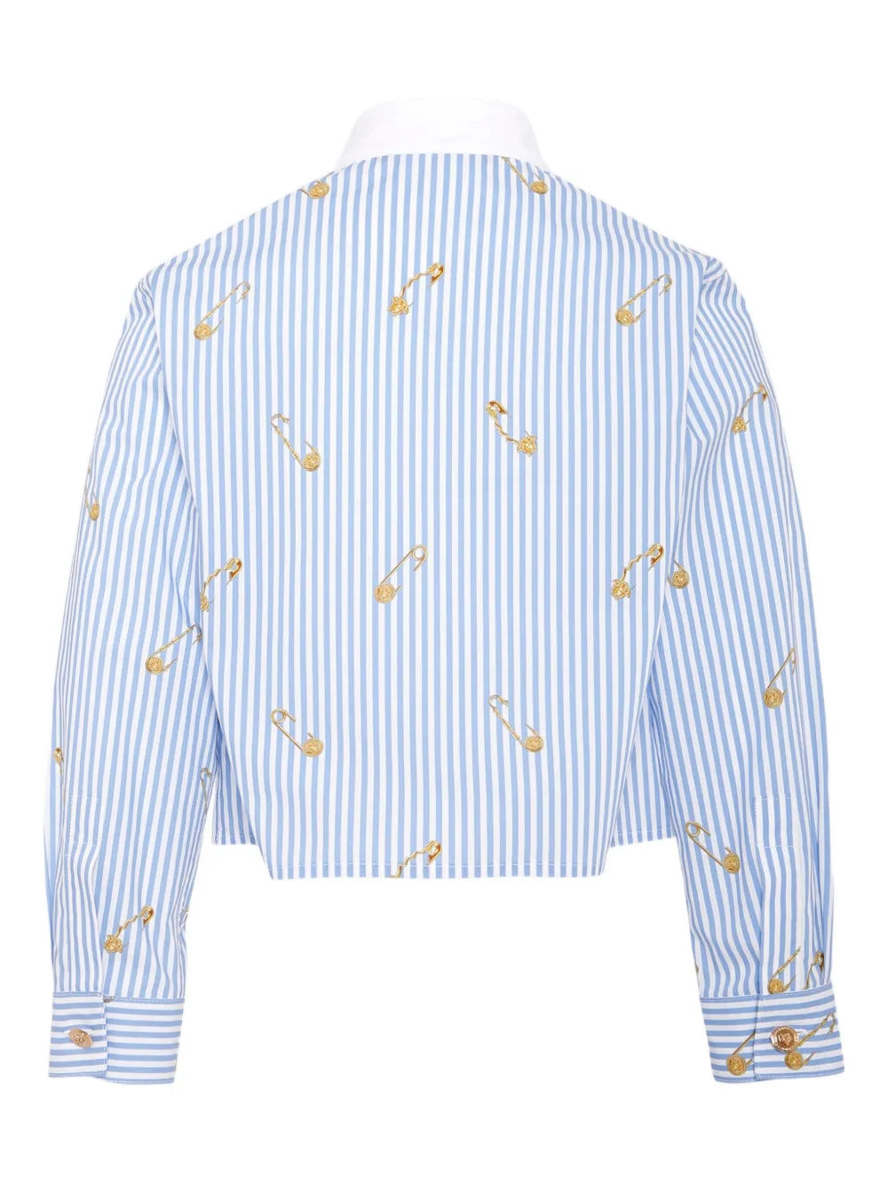 Versace Kids Gestreept shirt met Medusa Safety Pin-print Blauw